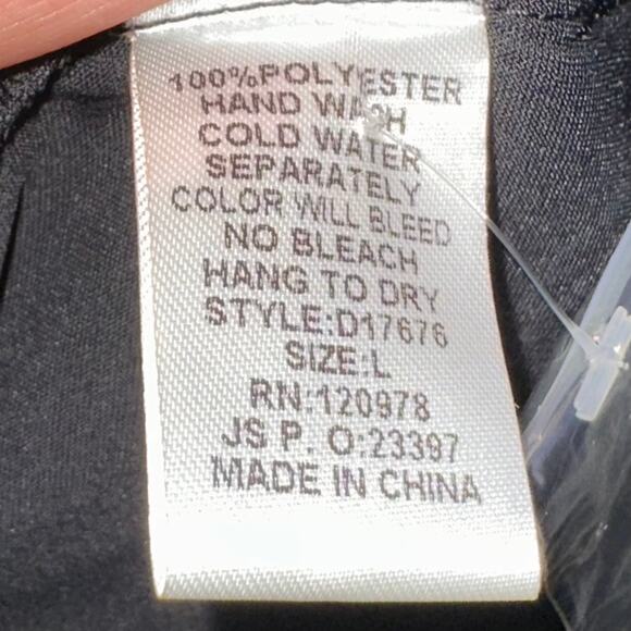 NWT Entro Black Satin Short Sleeve Collared Wrap Midi Dress Size Large - Picture 9 of 13